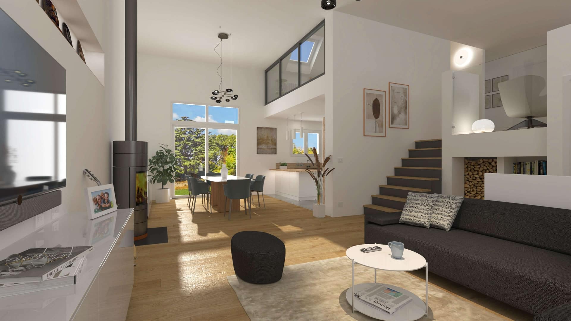 Render ArredoCAD open space con parquet
