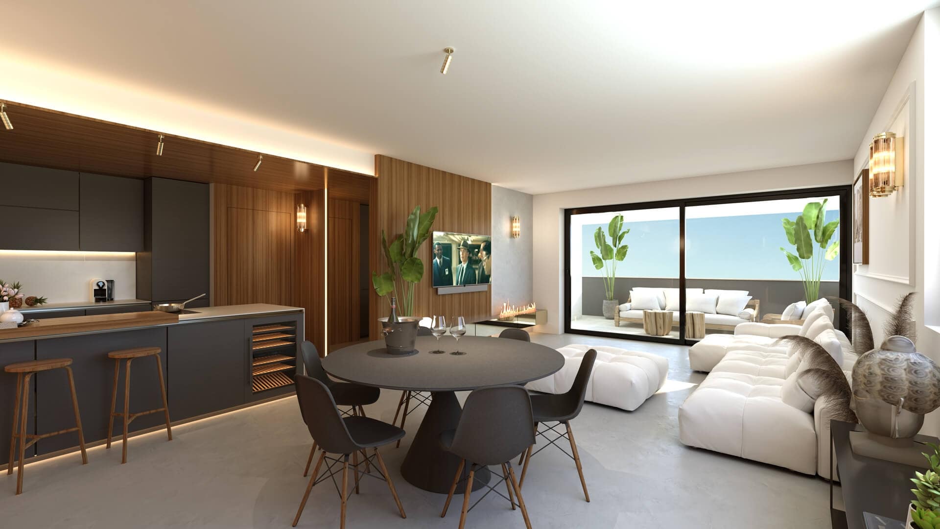 Render ArredoCAD cucina zona giorno e terrazzo