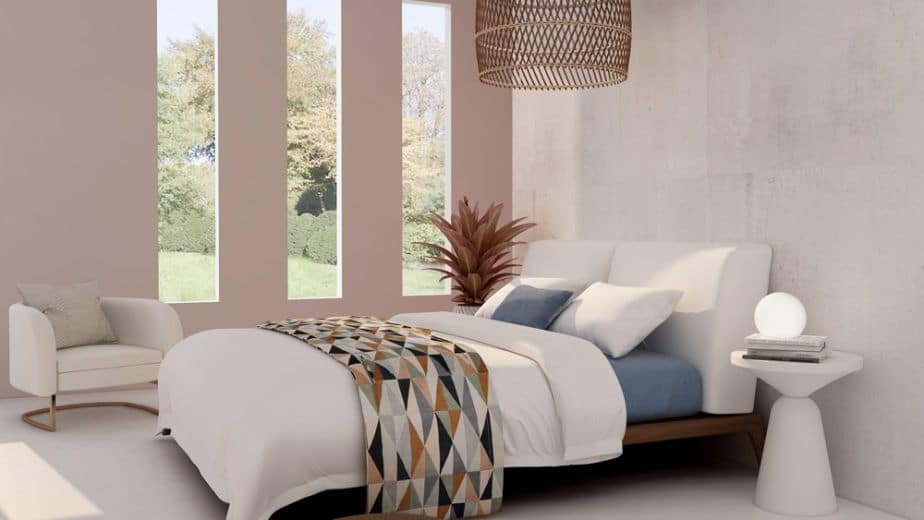 Camera da letto con complementi di tendenza