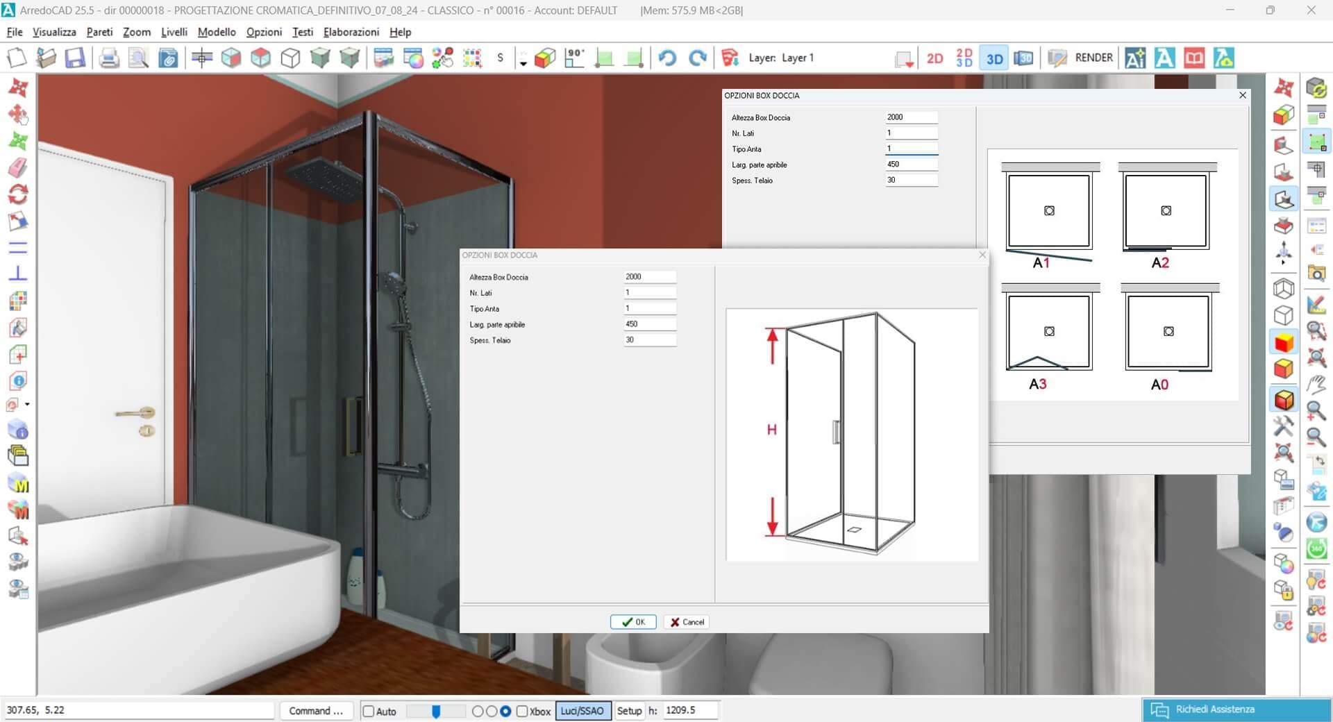ArredoCAD software configuratore automatico doccie