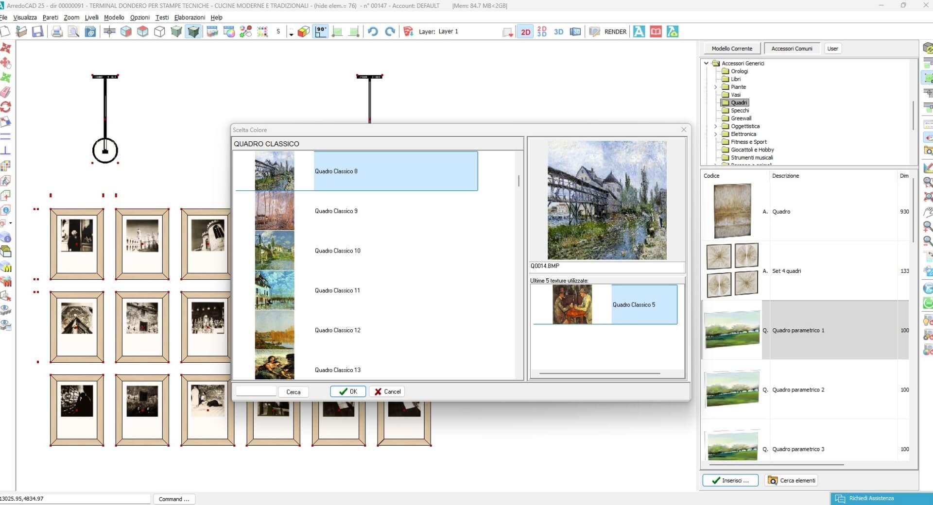 ArredoCAD software configuratore automatico per opere e quadri per mostre e musei