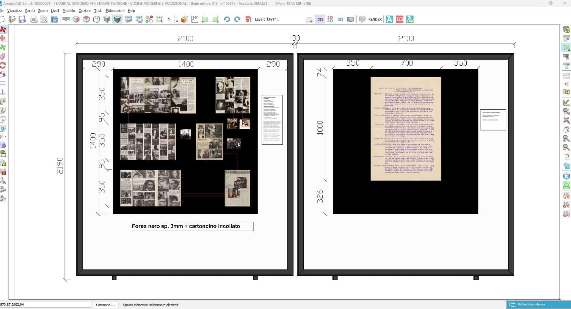 ArredoCAD software configuratore automatico per pannelli di disposizione opere per mostre e musei