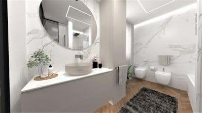ArredoCAD bagno moderno luminoso con texture marmo