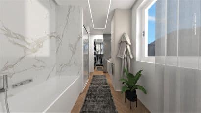 ArredoCAD bagno moderno con cambina armadio