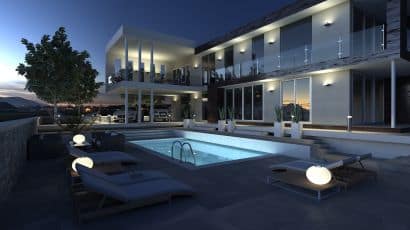 ArredoCAD rendering esterno con piscina di lusso