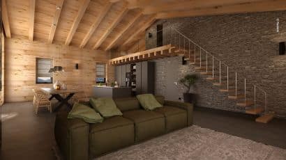 ArredoCAD rendering living loft montagna