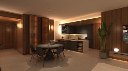 ArredoCAD rendering living appartamento di lusso notturno