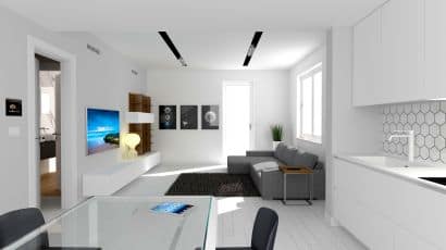 ArredoCAD rendering living bianco appartamento moderno