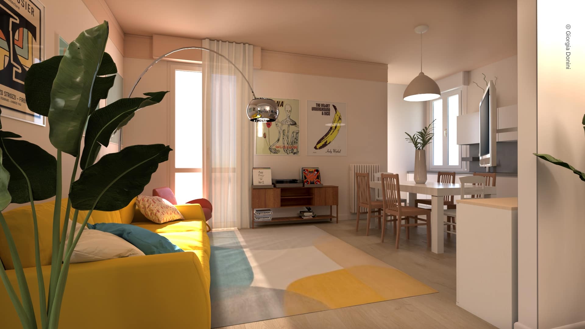 ArredoCAD rendering interni abitazione pop e colorata