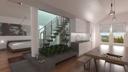 ArredoCAD rendering interni abitazione moderna con open space
