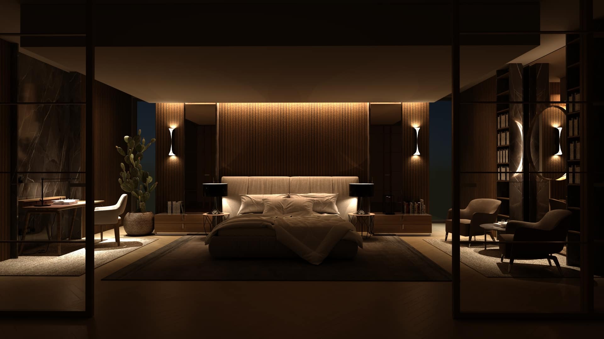 ArredoCAD rendering camera hotel notturna