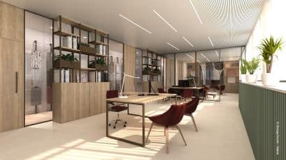 ArredoCAD rendering interni ufficio moderno con open space