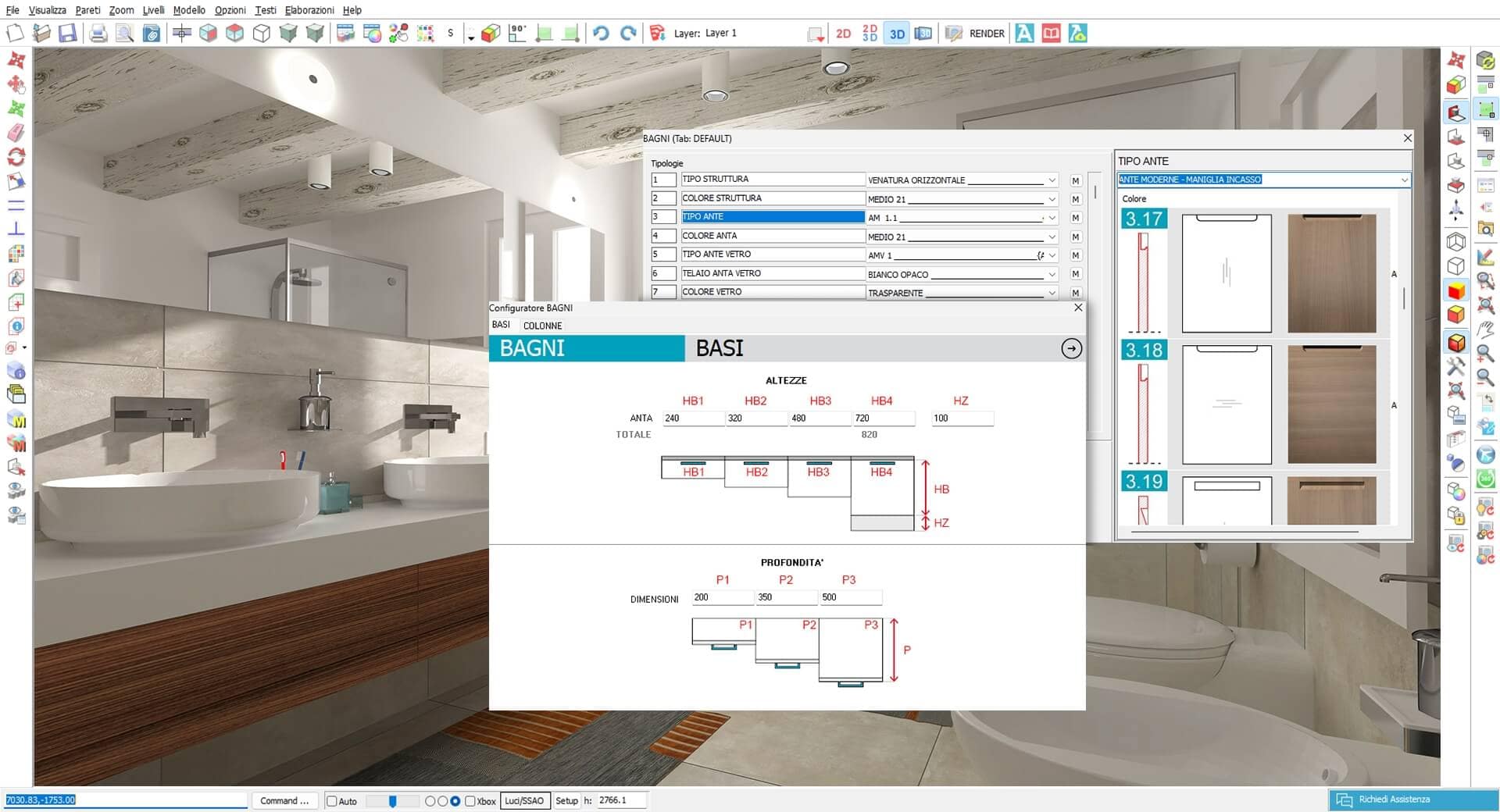 ArredoCAD software configuratore automatico bagni e ante mobili
